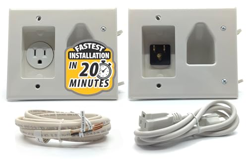 Data COMM Electronics in-Wall Cable Management Kit: Advanced TV Cable Hider Wall Kit-Complete Low Voltage Cord Hider for Sleek Wall-Mounted TV Setup - DIY Cable Organizer, Kit Single Power Solution