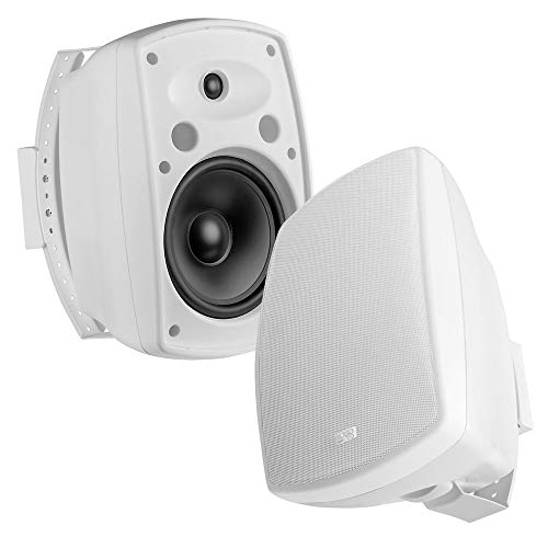 OSD 8" Outdoor Patio Speaker Pair 200W, Full Motion Bracket, Weatherproof IP54 Rated, Aluminum Grilles, White AP850