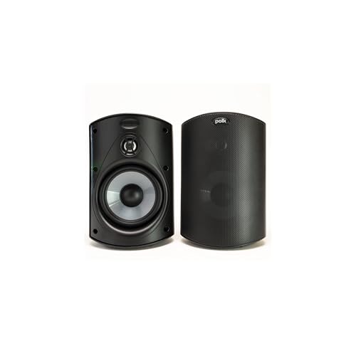 Polk Audio Atrium 4 Weatherproof Outdoor Speakers with Powerful Bass (Pair, Black), All-Weather Durability, Broad Sound Coverage, Speed-Lock Mounting System