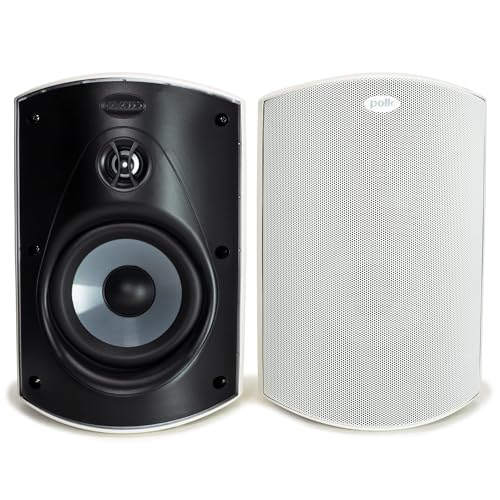 Polk Audio Atrium 6 Outdoor Speakers with Powerful Bass (Pair, White), All-Weather Durability, Broad Sound Coverage, Speed-Lock Mounting System