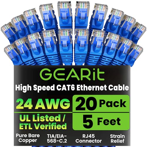 GEARit Cat 6 - 20-Pack 5 ft (Blue)