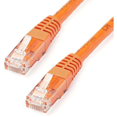 StarTech.com 100ft CAT6 Ethernet Cable - Orange CAT 6 Gigabit Ethernet Wire -650MHz 100W PoE++ RJ45 UTP Molded Category 6 Network/Patch Cord Fluke Tested UL/TIA Certified (C6PATCH100OR)