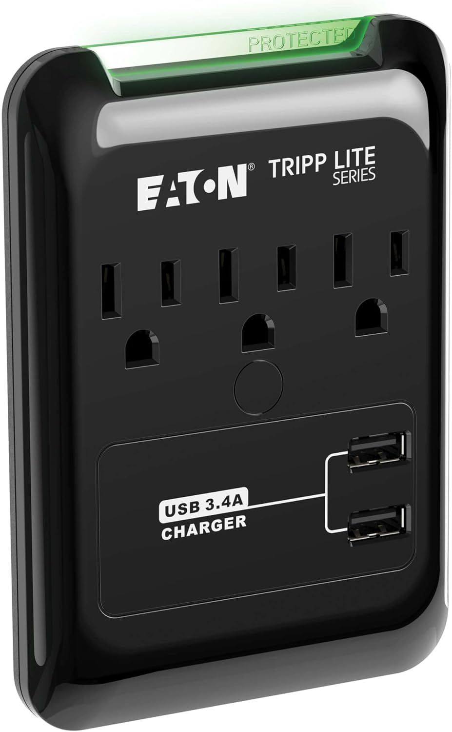 Eaton Tripp Lite series SK30USB 3 Outlet Extender Surge Protector Power Strip with 2 USB Charging Ports, 540 Joules, Portable Travel Multi Plug Wall Outlet
