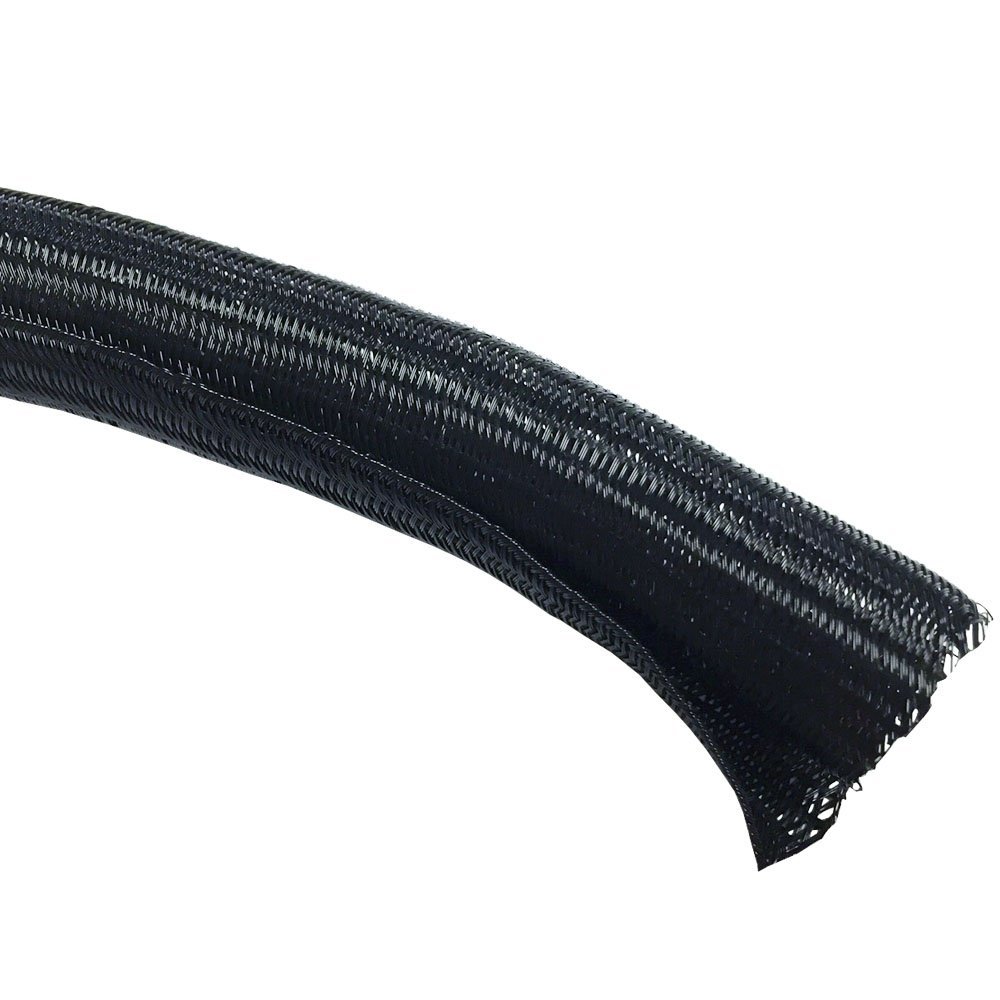 Electriduct 3/8" Hook Self Closing Sleeve Braid Wrap Around Sleeving Flame Retardant Flexible Mesh Cord Cover Cable Protector Wire Organizer - 100 Feet - Black