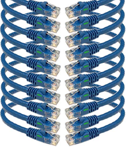 iMBAPrice 50' Cat5e Network Ethernet Patch Cable, 10 Pack, Blue (IMBA-CAT5-50BL-10PK)