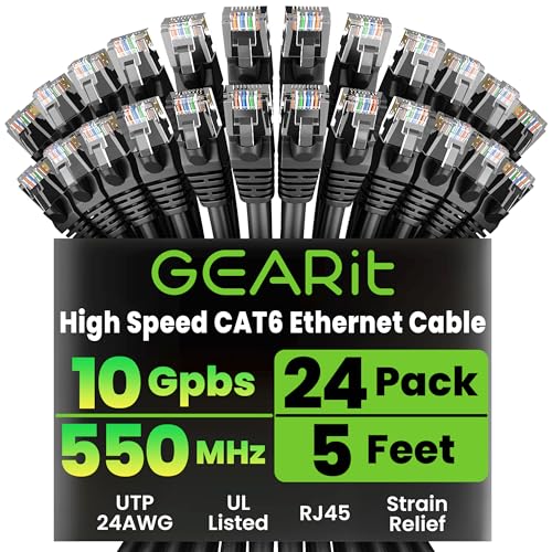 GEARit Cat 6 - 24-Pack 5 ft (Black)