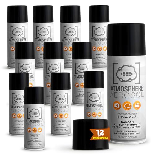 12 Pack Atmosphere Aerosol Haze/Fog Spray for Photography - Safe & Portable Mini Fog Machine Alternative - Smoke and Light Ray Effects Maker for Indoor and Outdoor, No Battery - Made in The USA