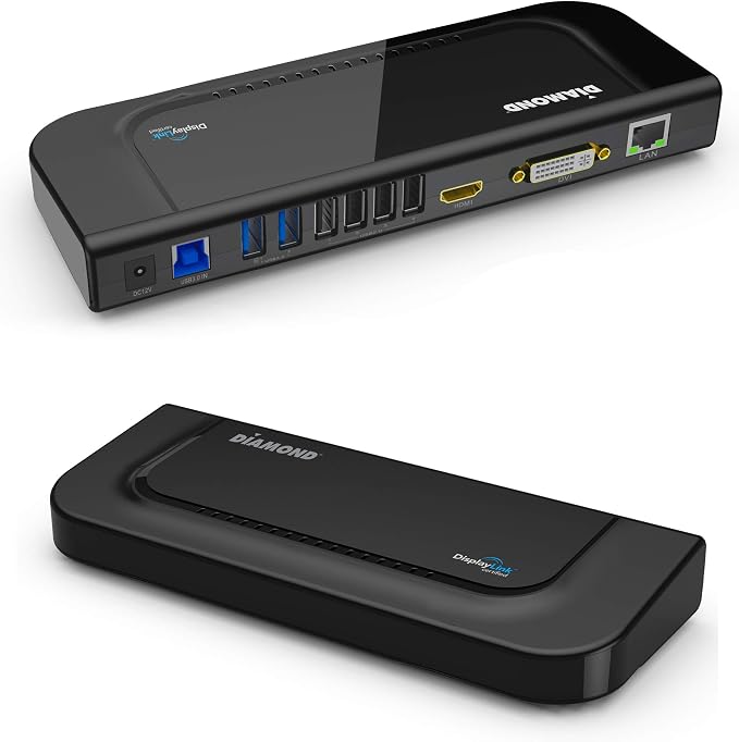 Diamond Multimedia Dual Video Output, USB 3.0/2.0 Universal Docking Station with Gigabit Ethernet, HDMI, DVI, Audio for Windows 11, MacOS and Android 5.0+. Display Link Certified DL-3900 Chip