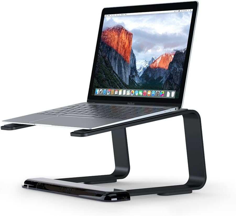 Griffin Elevator Laptop Stand - Ergonomic Computer Riser & Laptop Mount Made of Sturdy Brushed Aluminum - Supports Posture & Elevates Workspace with a Minimal Design, Black (2.5 Oz)