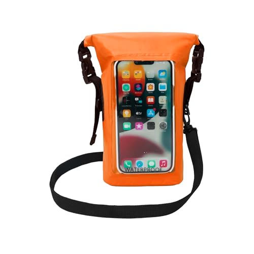 geckobrands Waterproof Phone Tote with 2L Dry Bag and Adjustable Strap  Protect Your Phone and Valuables While on The Go Neon Orange