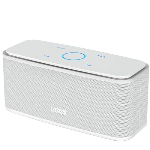 DOSS SoundBox Touch Wireless Bluetooth Speaker with 12W HD Sound and Bass, IPX5 Water-Resistant, 20H Playtime, Handsfree, Portable for Office, Home, Outdoor, Travel-White
