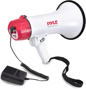 Pyle Bluetooth Portable Megaphone Speaker - Bullhorn with Wired Microphone, Siren Alarm, MP3/USB/SD Readers - Perfect for Cheer, Football, Kids, Outdoor Activities