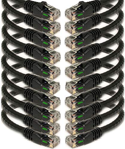 iMBAPrice Cat5e Ethernet Cable 100FT, Black Snagless Patch Cord, Long High-Speed LAN Network Cable with RJ45 Connectors for PC, Router, Modem, Switch, PoE, PS5, 10-Pack