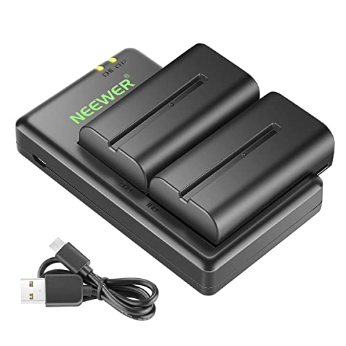 Neewer NP-F550 Battery Charger Set Compatible with Sony NP-F970 F750 F770 F960 F550 F530 F330 F570 CCD-SC55 TR516 TR716 TR818 TR910 TR917, Led Light/Monitor/Camera Slider (2 Pack, Black)