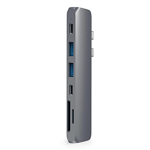 Satechi USB C Hub Adapter, USBC Dongle 7 in 1, USB-C with 4K HDMI, 87W PD Charging, USBC Data, 2 USB-A Data, Micro/SD Card Readers, for MacBook Pro/Air M1 M2 M3 M4 - Space Gray