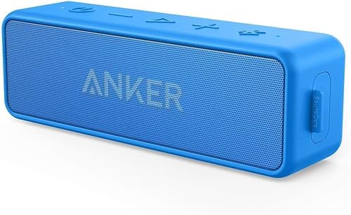 Anker Soundcore 2 12W Portable, Wireless Bluetooth Speaker with Better Bass, 24-Hour Playtime, 66ft Bluetooth Range, IPX7 Water Resistance, Built-in Mic, Ideal for Shower, Travel, Party, Beach - Blue