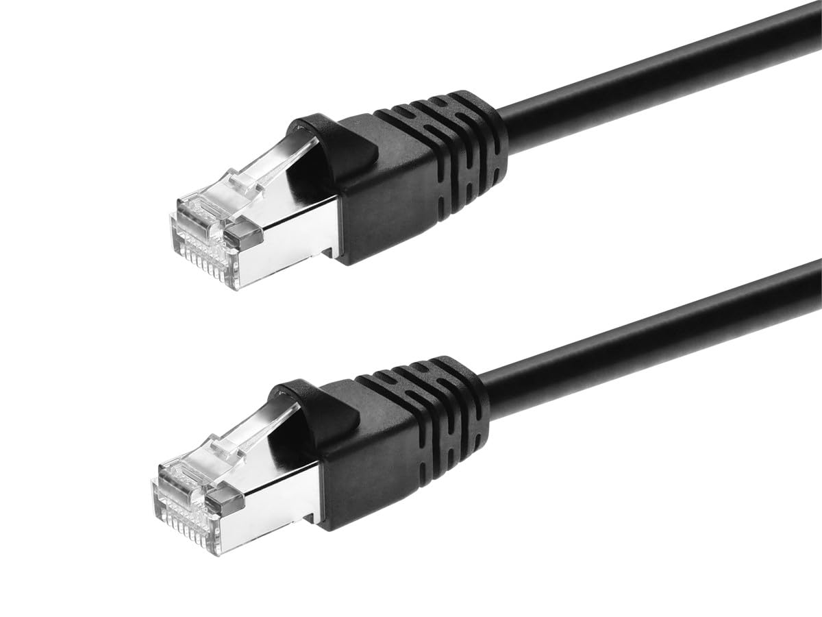 Monoprice Cat6A 100ft Black Patch Cable Double Shielded (S/FTP) 26AWG 10G Pure Bare Copper Snagless RJ45 Fullboot Series Ethernet Cable