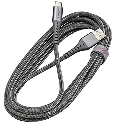 Ventev ChargeSync Braided Alloy USB Type-C Cable | USB A-C Charging Cord Fast Charging Up to 3A, USB-If Certified, Aluminum Housing, No-Fray Durability, 10Ft Steel Grey