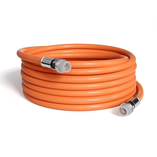 THE CIMPLE CO 125 Feet (38 Meter) - Direct Burial Coaxial Cable 75 Ohm RF RG6 Coax Cable, with Rubber Boots - Outdoor Connectors - Orange - Solid Copper Core - Waterproof and Can Be Buried