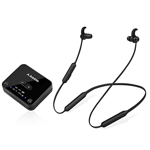 Avantree HT4186 - Wireless Earbuds for TV Watching, Bluetooth Neckband Listening Headphones with Transmitter for Seniors & Hard of Hearing, Support Optical, RCA, 3.5mm AUX Audio Ported TVs, No Delay