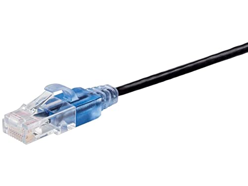 Monoprice Cat6A Ethernet Patch Cable - 50 Feet - Black (5 Pack) Snagless RJ45, UTP, Pure Bare Copper Wire, 10G, 30AWG - SlimRun Series