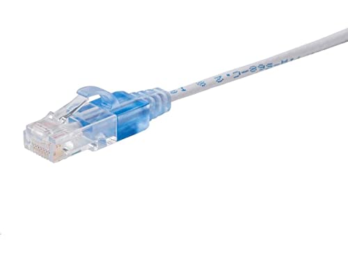 Monoprice Cat6A 25ft White 5-Pk Patch Cable UTP 30AWG 10G Pure Bare Copper Snagless RJ45 SlimRun Series Ethernet Cable