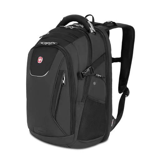 SwissGear Travel Tech Elite Laptop Backpack  Fits Laptops up to 16  ScanSmart TSA-Friendly Backpack with USB Port, Shoe Compartment & Organizer Pockets  Heather Grey