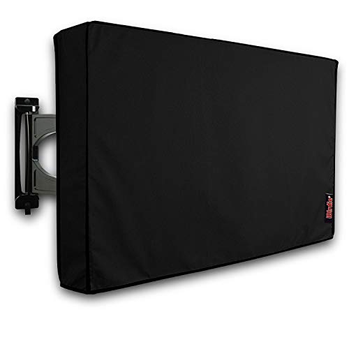iBirdie Outdoor TV Cover 48 to 50 inch Weatherproof, Cover Size 47.5''L x 30''H, Waterproof for Outside Flat Screen 48 to 50 inch TV, Black, 600D Thick Fabric Screen Protector with Bottom