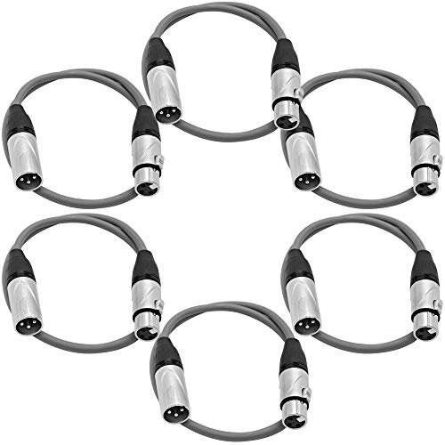 Seismic Audio SAXLX-2 6-Pack 2' XLR Cables