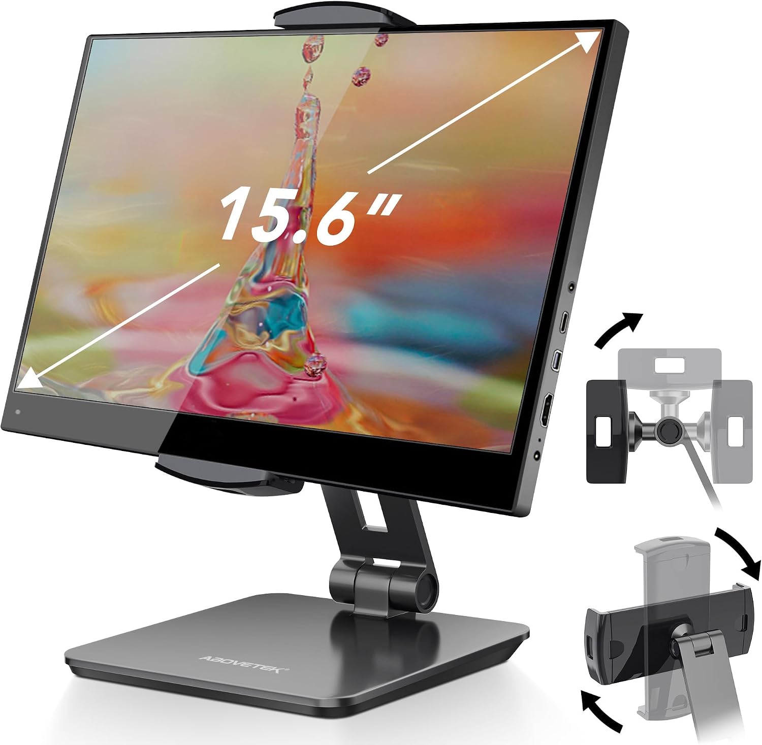AboveTEK Business Kiosk Aluminum Tablet iPad Stand, 360 Swivel Tablet & Phone Holders for Any 4"-15.6" Display Tablets/Cell Phones/Portable Monitor, Sturdy for Store POS Office (Grey)