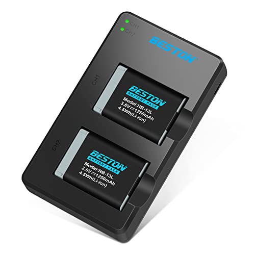 BESTON NB-13L 2-Pack + Rapid USB Charger