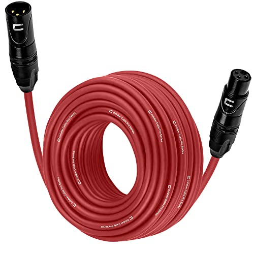 Balanced XLR Cable Male to Female - 75 Feet Red - Pro 3-Pin Microphone Connector for Powered Speakers, Audio Interface or Mixer for Live Performance & Recording
