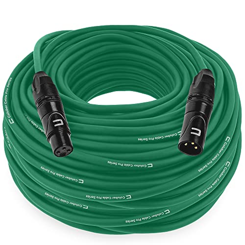 Balanced XLR Cable Male to Female - 150 Feet Green - Pro 3-Pin Microphone Connector for Powered Speakers, Audio Interface or Mixer for Live Performance & Recording