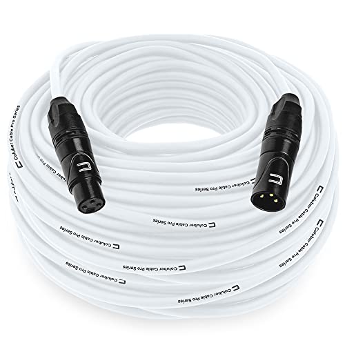 Balanced XLR Cable Male to Female - 150 Feet White - Pro 3-Pin Microphone Connector for Powered Speakers, Audio Interface or Mixer for Live Performance & Recording