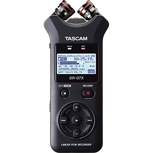 Tascam DR-07X Stereo Handheld Digital Audio Portable Recorder and USB Audio Interface, Pro Field, AV, Music, Dictation Recorder