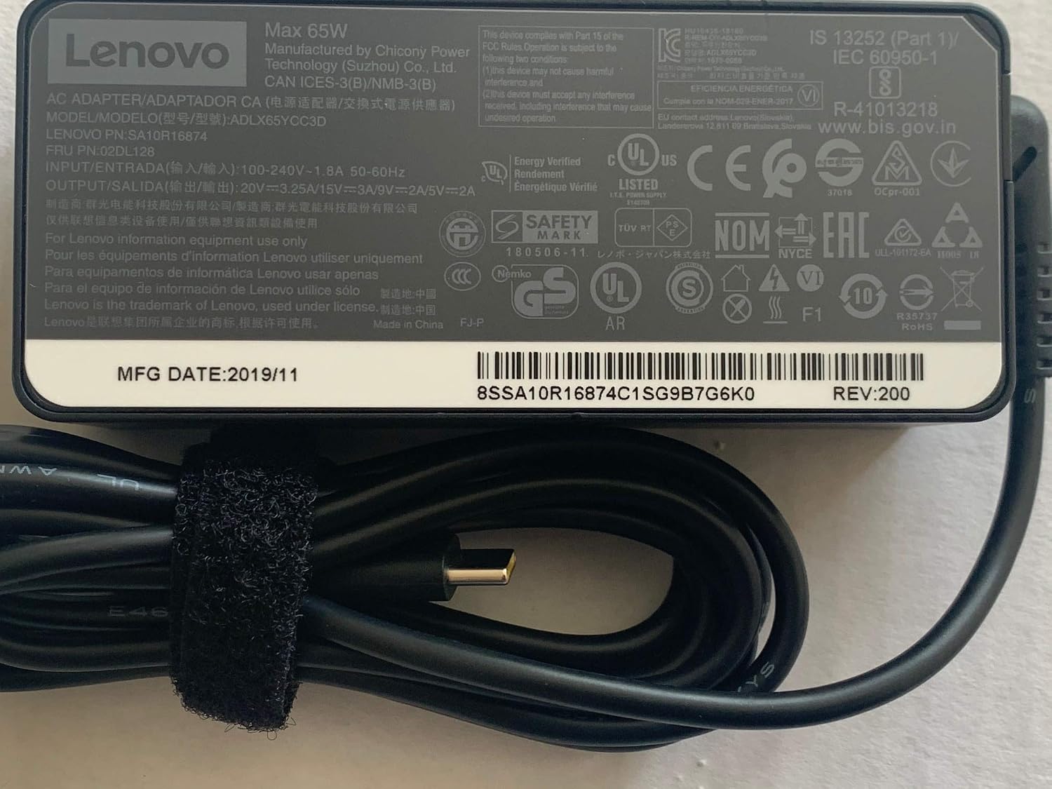 New Laptop Charger 65W watt USB Type C(USB-C) AC Power Adapter for Lenovo ThinkPad Yoga Flex Miix