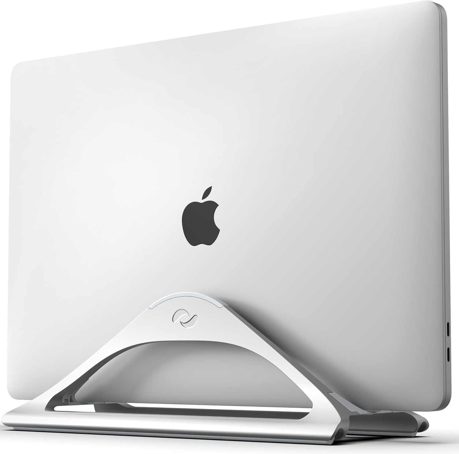 HumanCentric Vertical Laptop Stand for Desks in Silver Color, Upright Adjustable Holder to Dock Apple MacBook, MacBook Pro, and Other Laptops to Organize Work & Home Office, Automatic Grip