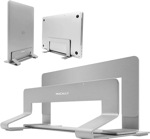 Macally Vertical Laptop Stand for Desk | MacBook Stand (Pro/Air) Save Space and Improve Airflow with Closed Adjustable Dock