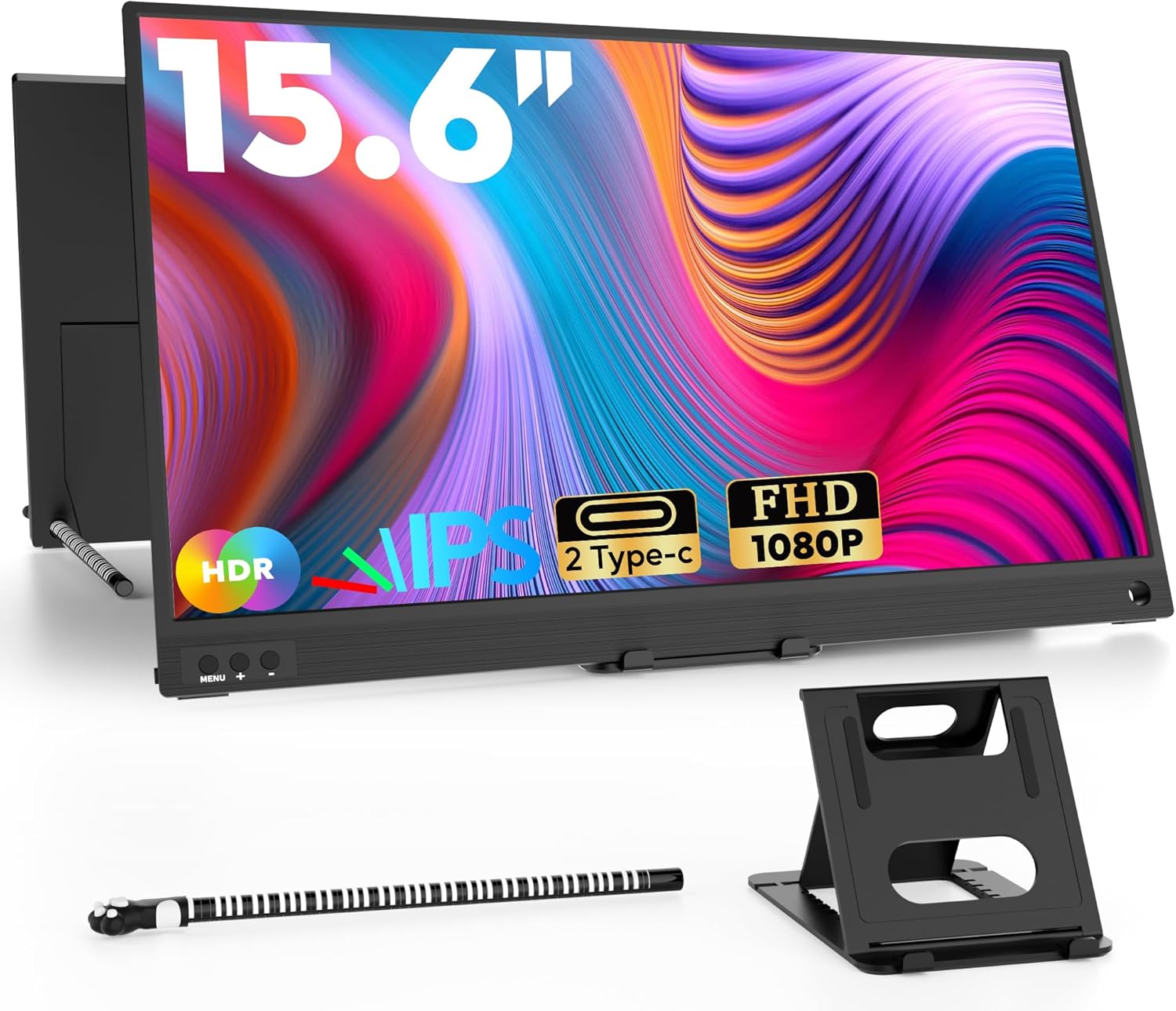 ZSCMALLS Portable Monitor, 15.6" 1080P FHD Laptop Monitor USB-C HDMI Computer Display IPS Second Screen, Laptop Extended Screen for PC Phone Mac Xbox PS4/5 Switch