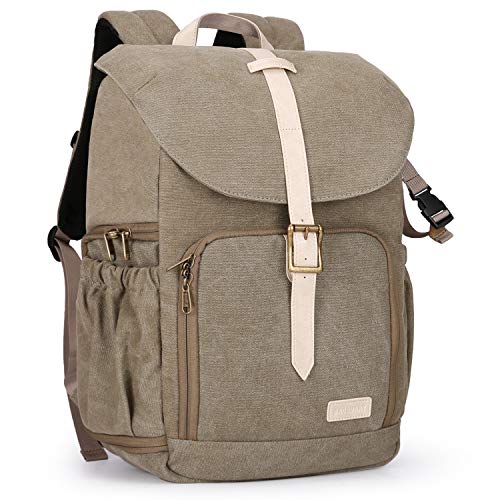 BAGSMART Camera Backpack, DSLR SLR Waterproof Camera Bag with 15 Inch Laptop Compartment & Tripod Holder & Rain Cover, Green