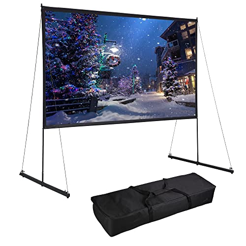 100" Detachable Projector Screen and Stand Outdoor Portable Movie Projection 16:9 4K HD Home Theater Camping Backyard Cinema with Carry Bag