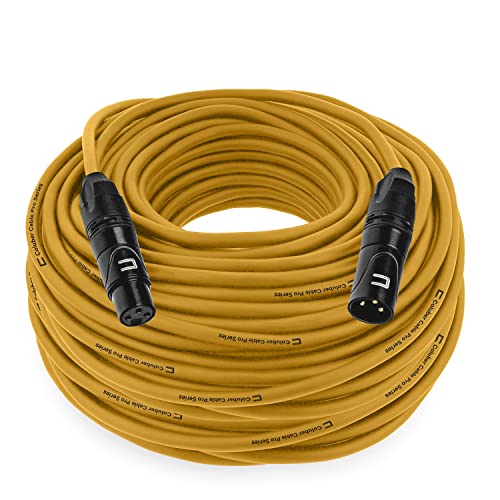 Balanced XLR Cable Male to Female - 150 Feet Yellow - Pro 3-Pin Microphone Connector for Powered Speakers, Audio Interface or Mixer for Live Performance & Recording