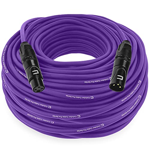 Balanced XLR Cable Male to Female - 150 Feet Purple - Pro 3-Pin Microphone Connector for Powered Speakers, Audio Interface or Mixer for Live Performance & Recording