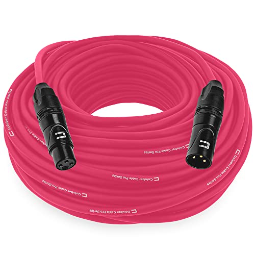 Balanced XLR Cable Male to Female - 75 Feet Pink - Pro 3-Pin Microphone Connector for Powered Speakers, Audio Interface or Mixer for Live Performance & Recording