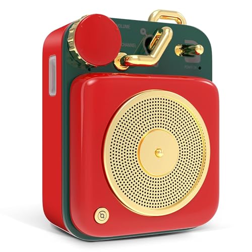 Muzen Mini Bluetooth Speaker, Button Small Cute Portable Metal Retro Wireless Speaker with Loud Volume Great Sound and Portable Lanyard & Gift Bag for Office Classic Vintage Decor