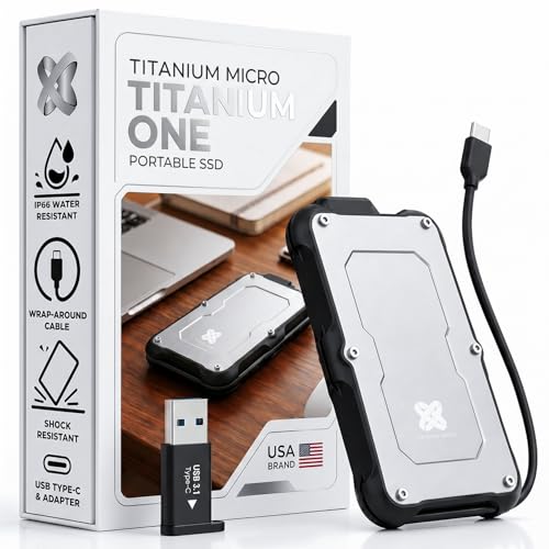 4TB External SSD, Titanium One Portable SSD - Up to 550MB/s, USB 3.2 Gen 2 USB-C USBA, Rugged IP66 Water Resistance, Drop Proof, External Solid State Drive Storage for PC Mac Smartphone