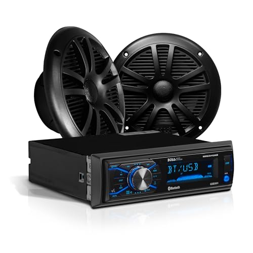 BOSS Audio Systems MCBK634B.6 Marine Boat Stereo & 6.5 Inch Speakers - Bluetooth, No CD DVD Player, Radio Receiver Head Unit, Dipole Antenna