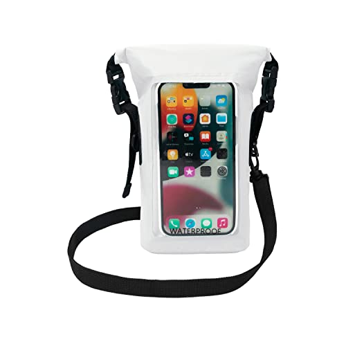 geckobrands Waterproof Phone Tote with 2L Dry Bag and Adjustable Strap  Protect Your Phone and Valuables While on The Go White