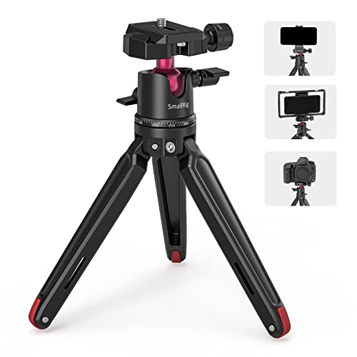 SmallRig Mini Tripod for Camera, Updated Desktop Tabletop Tripod with Arca-Type Compatible QR Plate, 360 Ball Head and 1/4 Screws Portable for Compact Cameras DSLRs, Phone, Gopro - BUT2664
