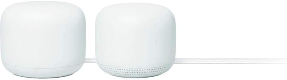 Nest WiFi Router with 1 Point - Mesh for Wireless Internet Wi‑Fi Extender Smart Speaker Works and Google Home Systems Snow
